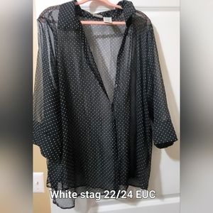 White stag button down polkadot plus size